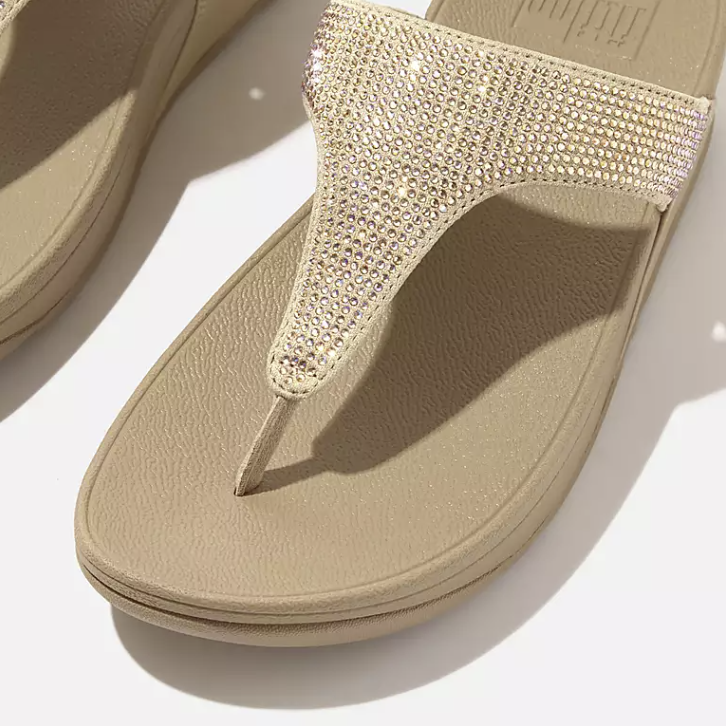 LULU CRYSTAL EMBELLISHED TOE-POST SANDALS