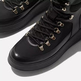 F-MODE W/RESISTANT HIKER-LACE FLATFORM ANKLE BOOTS