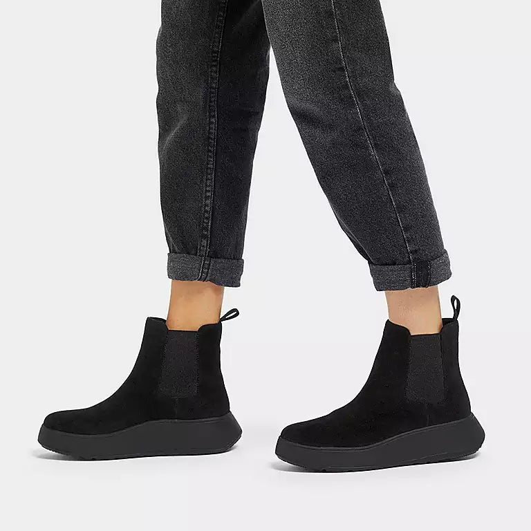 F-MODE SUEDE FLATFORM CHELSEA BOOTS