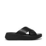 F-MODE LEATHER FLATFORM CROSS SLIDES