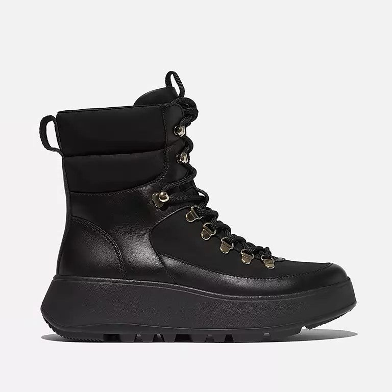 F-MODE W/RESISTANT HIKER-LACE FLATFORM ANKLE BOOTS